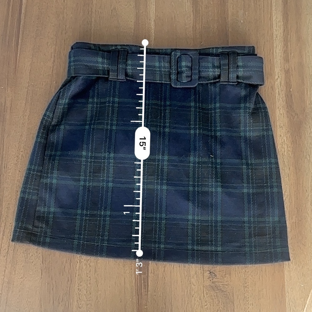 abercrombie kids belted blue/green plaid skirt/skort sz 15/16 - Picture 6 of 7